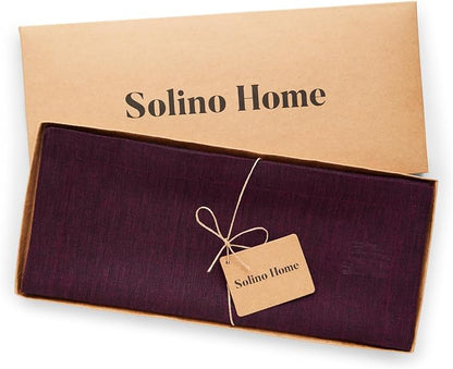 Solino Home 100% Pure Linen Table Runner Burgundy, Athena 14 x 120 in Long | - Image 5