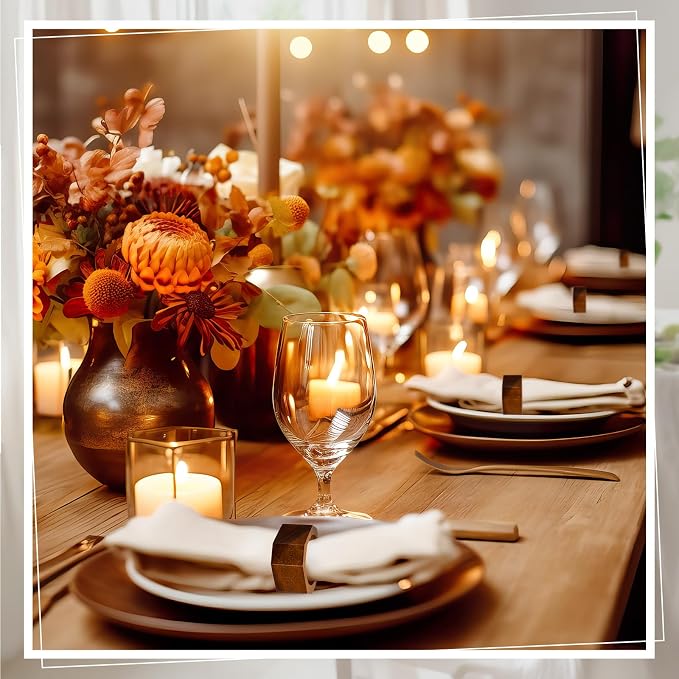 Zhehao 50 Pcs Wood Napkin Rings Bulk Acacia Handmade Dining Table Napkin Holder - Image 4