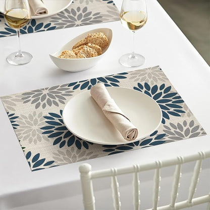 Artoid Mode Floral Vinyl Plistic Placemats Set of 6, Heat Resistant Washable - Image 5