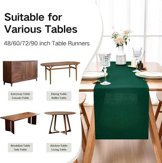 Farmhouse Green Table Runner Dining Table Runners 48 Inches Long Coffee Table - Image 5