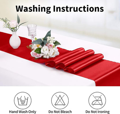 5-Pack Satin Table Runner Red 12 x 108 inches Long, Table Runners - Image 6