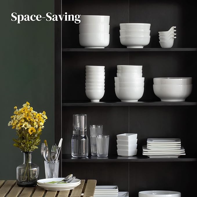 DOWAN 22 OZ White Ceramic Bowls Set of 4 - Image 7