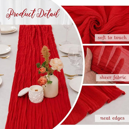 10 Pack Red Cheesecloth Table Runner 22 x 120 Inch Long Gauze Table Runner | - Image 3