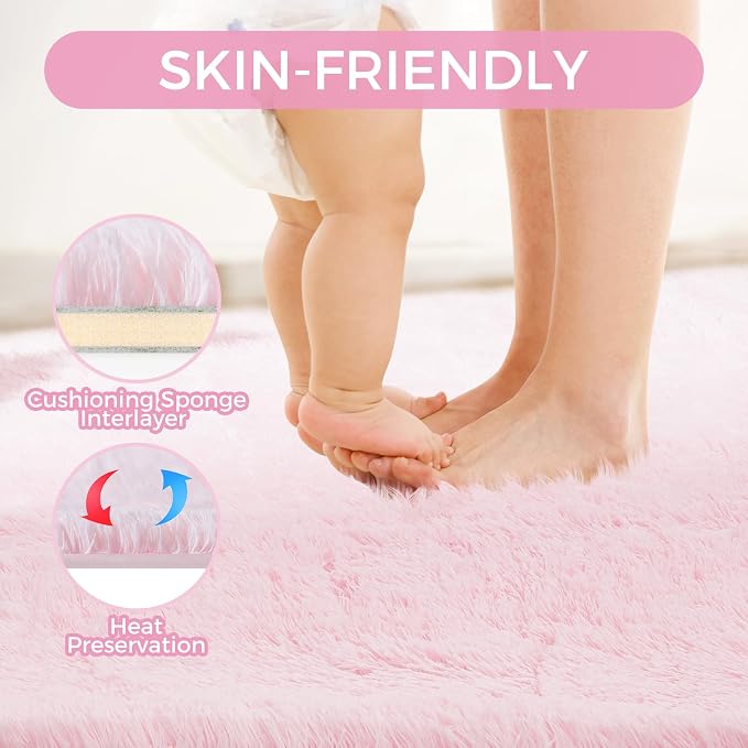 Ultra Soft Rug for Living Room, 6X9 Fluffy Shag Area Rug for Bedroom, Modern - Image 4