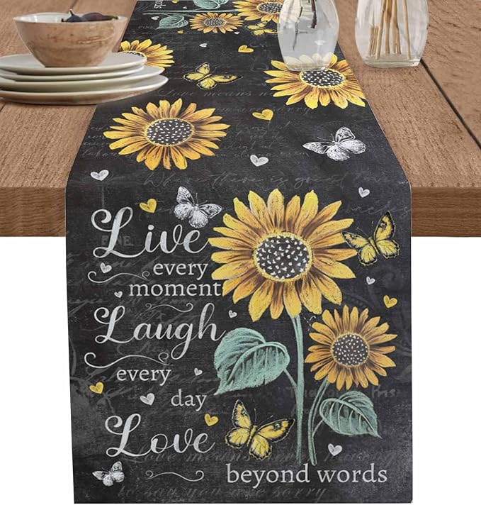 Retro Sunflower Table Runners 48 Inches Long, Spring Summer Farmhouse Table by Unknown