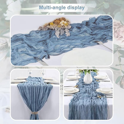 1 Pack Dusty Blue Cheesecloth Table Runner 35x120 Inch 10Ft Rustic Gauze Cheese - Image 5