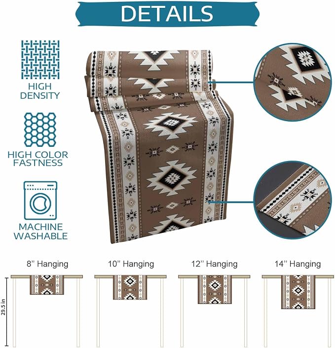 Southwest Aztec Table Runners 120 Inches Long, Cotton Linen Fabric Table Runner - Image 7