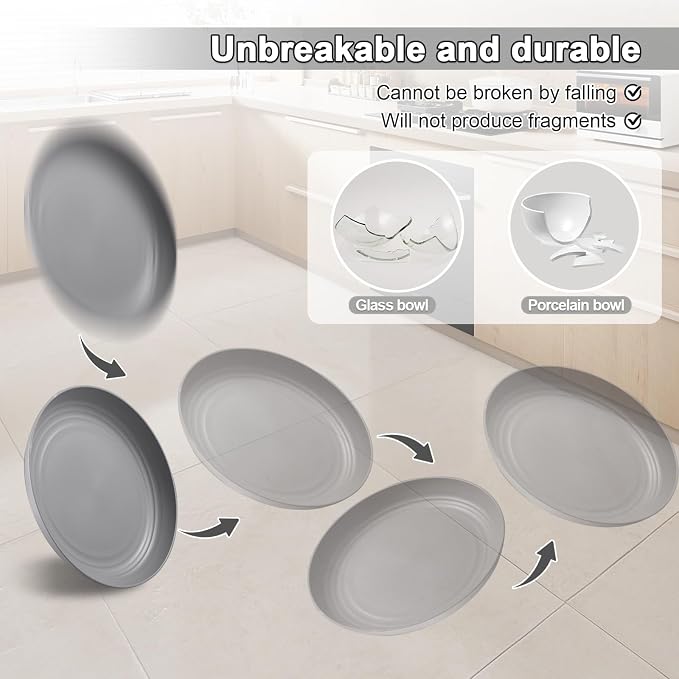 HEYCOME 12 Pcs Unbreakable Deep Dinner Plates Set, 10 inch Reusable Plastic - Image 5
