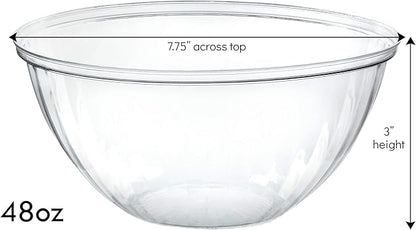 PLASTICPRO Disposable 48 Ounce Round Crystal Clear Bowls - Image 2
