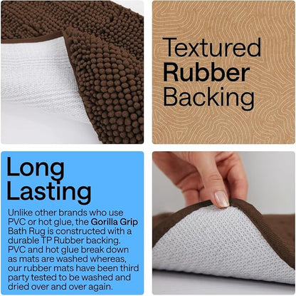 GORILLA GRIP Bath Rug Mat 30x20, Thick Soft Absorbent Chenille, Quick Dry - Image 3