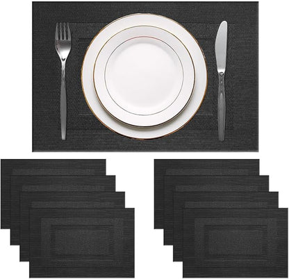 PIGCHCY Placemats Set of 8 Washable Durable Place Mats Vinyl Heat Resistant by PIGCHCY