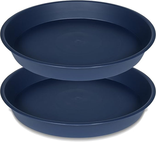2 Pack of 18 19 inch Plant Saucer Drip Tray, Heavy Duty Deep Plant Saucers by Bleuhome