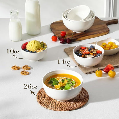 MALACASA 26 Oz White Ceramic Soup Bowls of 4, Cereal Bowls - Image 3