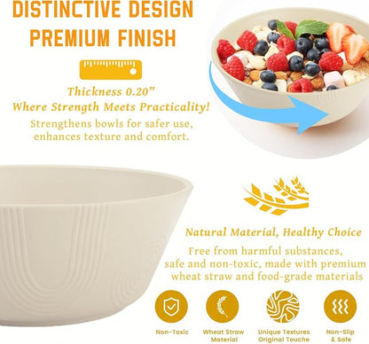 Large Deep Bowls 36 OZ, Wheat Straw Soup Bowls Set of 6, Plastic Bowls - Image 3