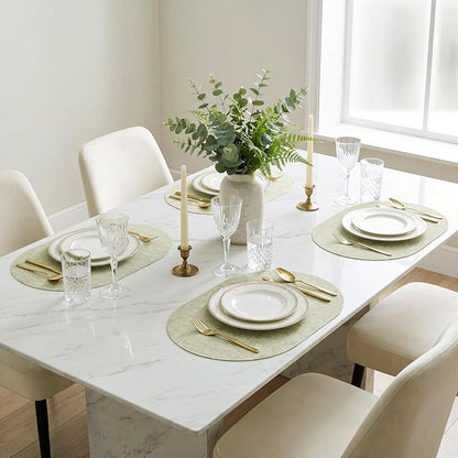Placemats Set of 6-17" x 11.8" Waterproof & Heat Resistant Oval Place Mats - Image 2