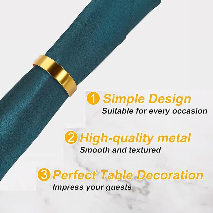 8 Pcs Gold Napkin Rings-Stainless Steel Napkin Rings | Metal Napkin Ring - Image 3