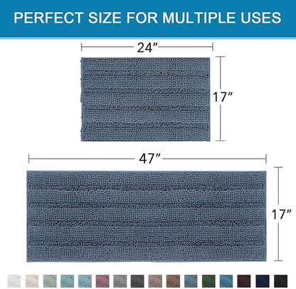 H.VERSAILTEX Bathroom Rug Sets 2 Piece Bath Mats Non Slip Thick Soft Chenille - Image 2