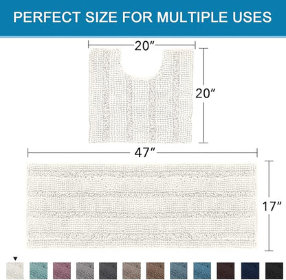 H.VERSAILTEX Bathroom Rugs Bath Rug Set 2 Piece Bathroom Contour Rug Toilet Mat - Image 2
