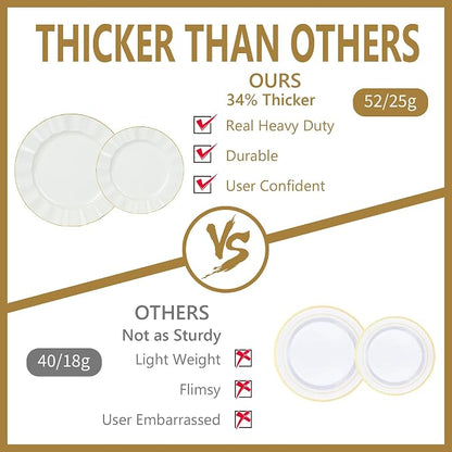 120PCS Ivory White Plastic Plates, Wavy Plates - Image 4