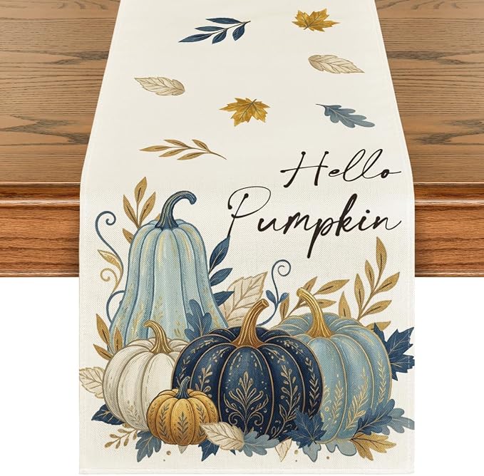 Artoid Mode 210 GSM Fall Table Runner 13x90 Inch Home Party Decor | Blue by ArtoidMode