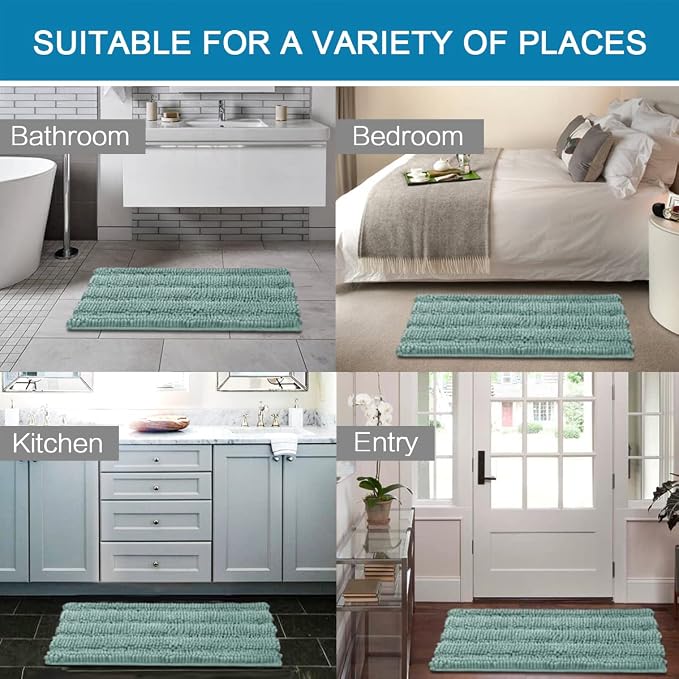 H.VERSAILTEX Bath Rugs for Bathroom Non Slip Bath Mats Extra Thick Chenille - Image 6