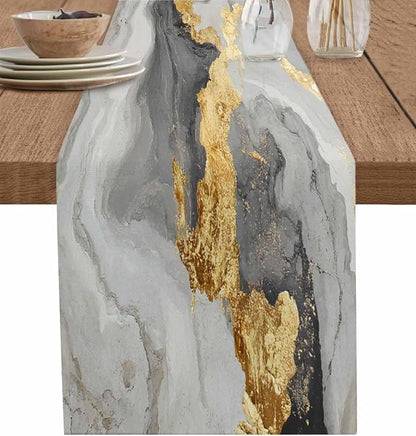 Grey Ombre Marble Table Runners 120 Inches Long, Abstract Art Kitchen Dining by Unknown