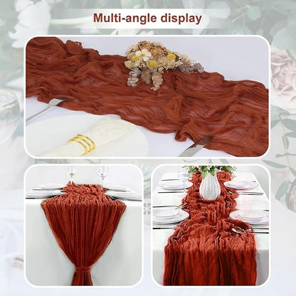6 Pack Terracotta Christmas Cheesecloth Table Runner 35x120 Inch 10Ft Rustic - Image 5