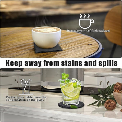 VIBRATITE 72 Pack 4 Inch Square & Round Black Slate Drink Coasters | Laser - Image 4