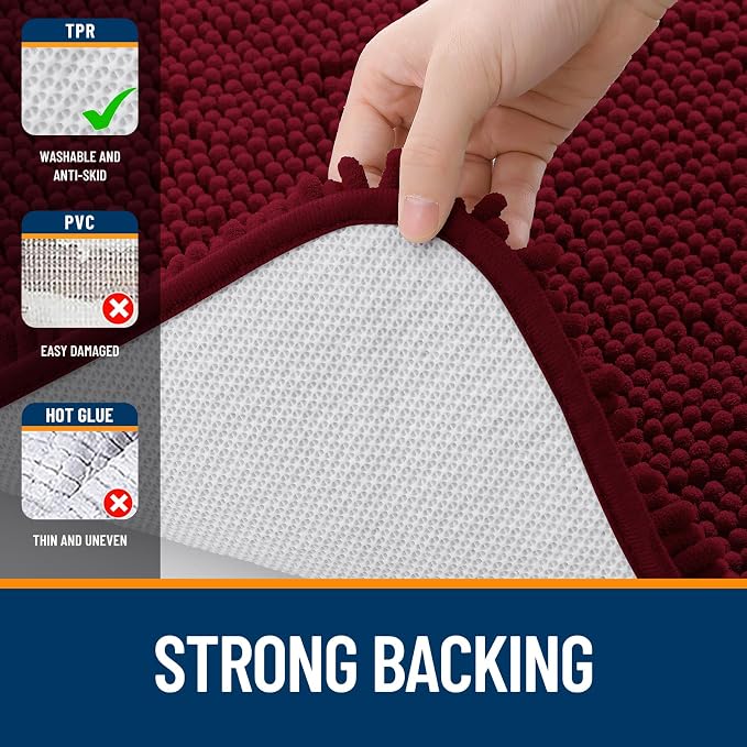 OLANLY Small Bathroom Rugs 24x16, Extra Soft Absorbent Chenille Bath Rugs - Image 6