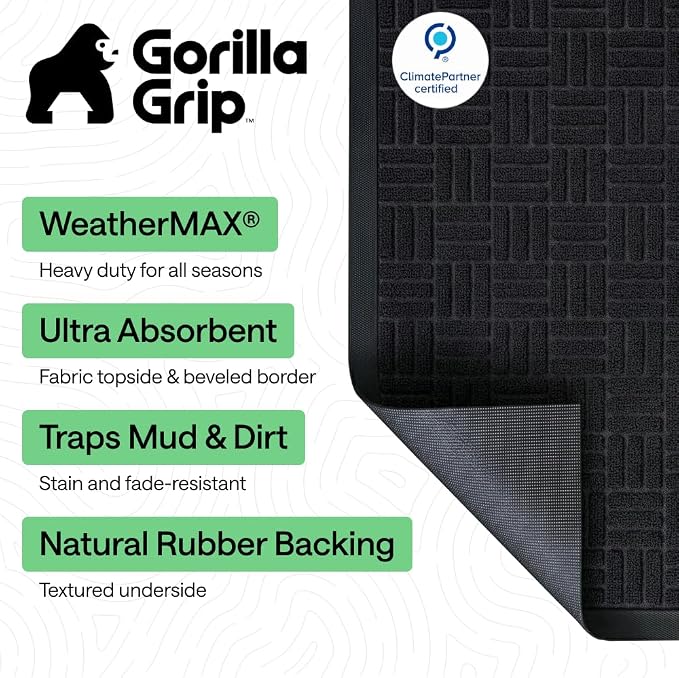 GORILLA GRIP 100% Waterproof All-Season WeatherMAX Doormat US Designed Natural - Image 2