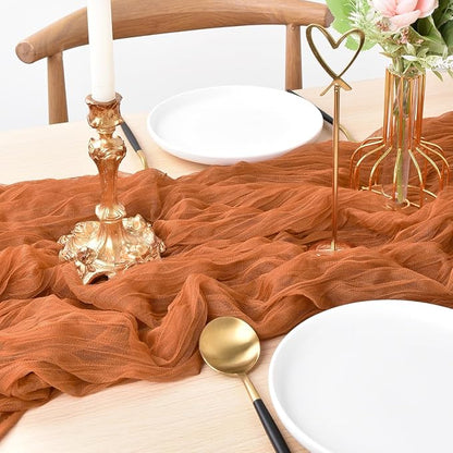 Rust Cheesecloth Table Runner Cheese Cloth Wedding Birthday Party Decor | 10Ft - Image 3