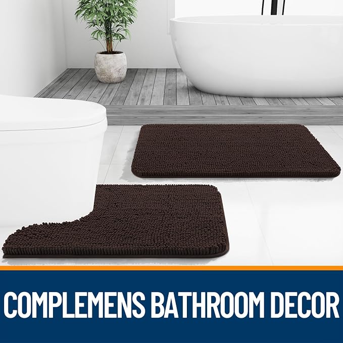 OLANLY Bathroom Rugs 35x24, Extra Soft Absorbent Chenille Bath Rugs, Rubber - Image 8