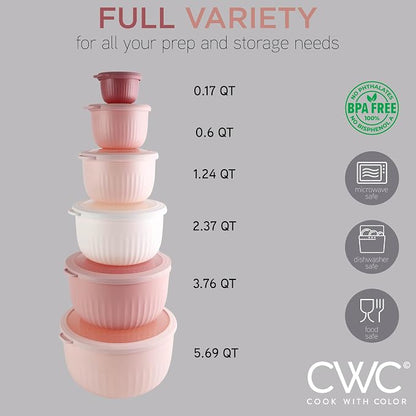 COOK WITH COLOR Prep Bowls with Lids- Wide and Deep Nesting Plastic Small - Image 2