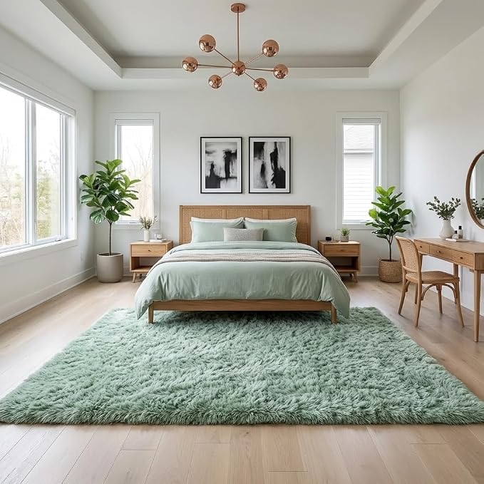 Mugorn Green Rugs for Bedroom, 3x5 Feet Fluffy Area Rugs for Living Room - Image 6