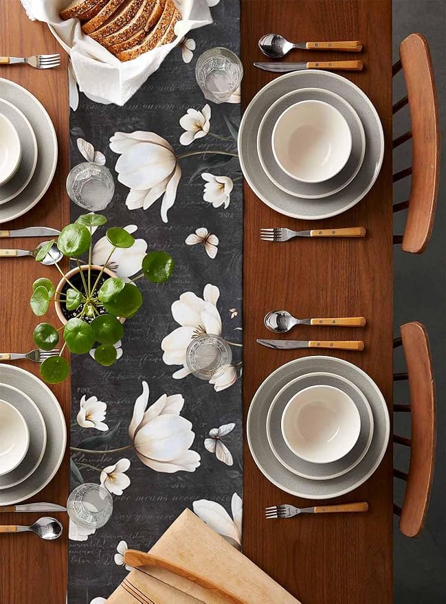 Farmhouse Floral Table Runners 90 Inches Long, Cotton Linen Fabric Table Runner - Image 5