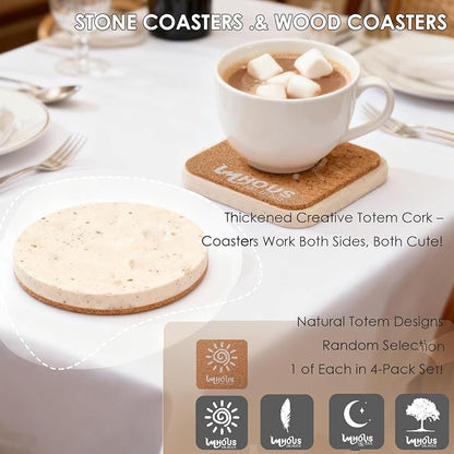 Travertine Stone Coasters Set, Durable Desk Coasters - Image 4
