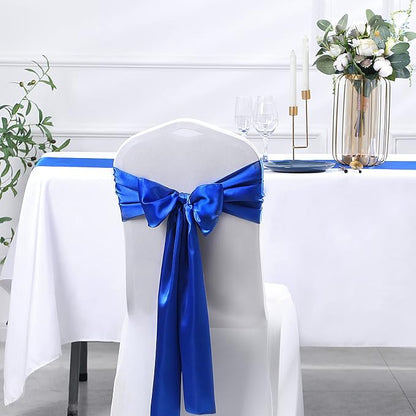 SiinvdaBZX 4 Pcs Royal Blue Satin Table Runner 12 x 108 inches Long | Bright - Image 6