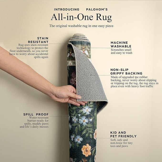 Machine Washable Living Room Rug: 6x9 Area Rugs - Image 4
