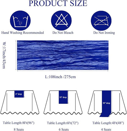 3Pack Royal Blue Cheese Cloth Table Runners, 17x108 inch Sheer Table Runner | - Image 3