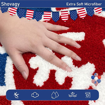 Trippy Happy Face Rug 4th of July Bathroom Rugs Patriotic Independence Day - Image 6