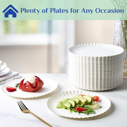 MUCHII 9 Inch Paper Plates, Large Disposable Plates, Everyday Dinner Plate - Image 4