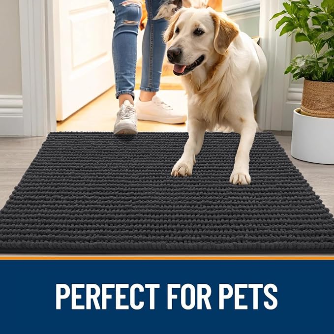 OLANLY Dog Door Mat for Muddy Paws 47x24, Ultra Absorbent Chenille Mud Doormat - Image 6