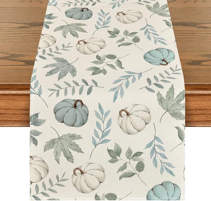 Artoid Mode 210 GSM Fall Table Runner 13x36 Inch Home Party Decor | Blue by ArtoidMode