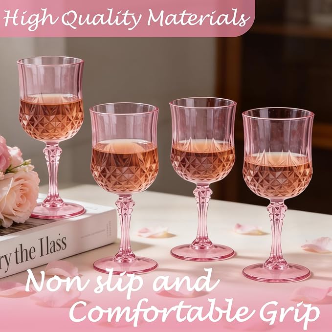 24Pack Plastic Wine Glasses, 7oz Vintage Goblets - Image 4