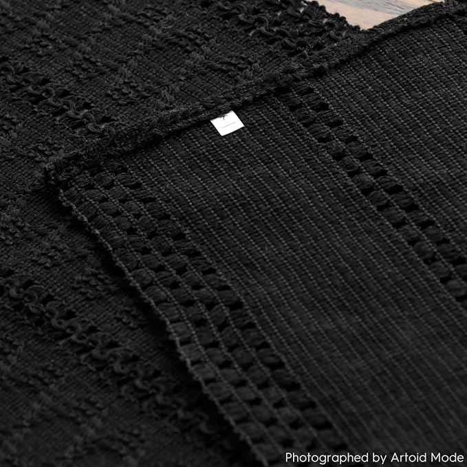Artoid Mode Black Woven Farmhouse Hollow Table Runner 12x108 Inch | Holiday - Image 8