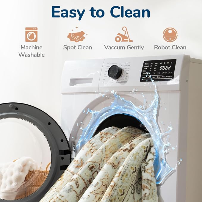 Lessymo 5x7 Area Rugs- Machine Washable Area Rugs, Super Soft Faux-Wool Area Rug - Image 6