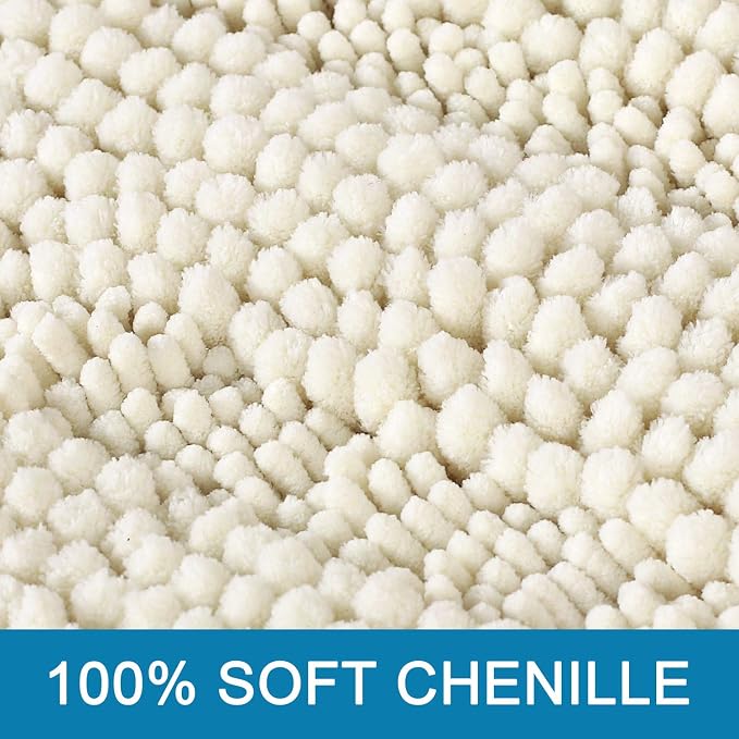 H.VERSAILTEX Bath Mats for Bathroom Non Slip Extra Thick Chenille Striped Bath - Image 3