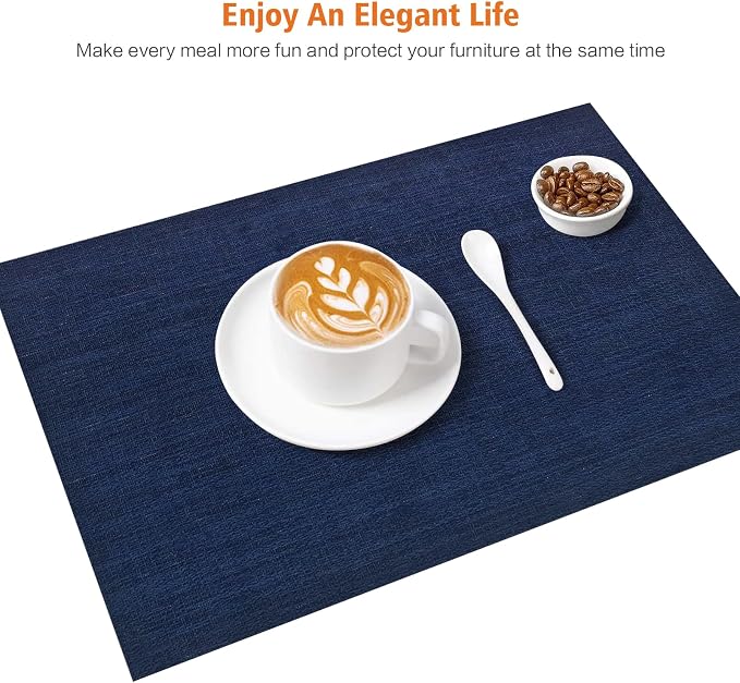 Placemats Set of 6, Vinyl PVC Heat Resistant Washable Placemats Set, Non Slip - Image 6