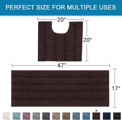 H.VERSAILTEX Bathroom Rugs Bath Rug Set 2 Piece Bathroom Contour Rug Toilet Mat - Image 2
