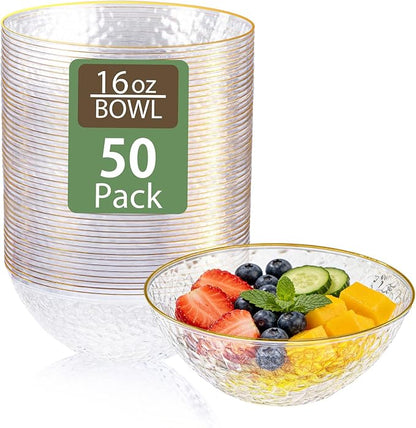 Tinybee 50 Pack Clear Plastic Bowls by Tinybee